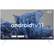 43', UHD, Android TV 11, White, 3840x2160, 60 Hz, Sound by JVC, 2x12W, 53 kWh/1000h , BT5.1, HDMI ports 4, 24 months