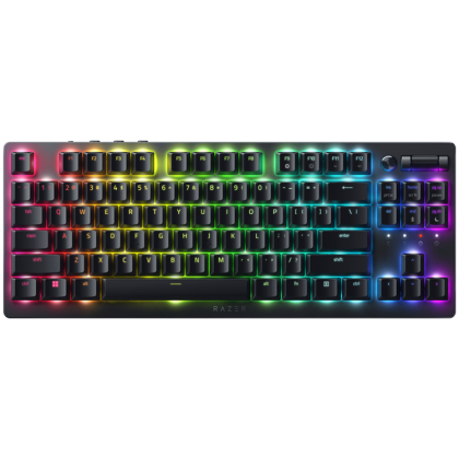 Razer DeathStalker V2 Gaming Keyboard, Red Switch, US Layout, Low-Profile Optical Switches (Linear), Ultra-Slim Casing with Durable Aluminum Top Plate, Laser-Etched Keycaps with Razer HyperGuard Coating, Wired - Detachable braided fiber Type-C cable