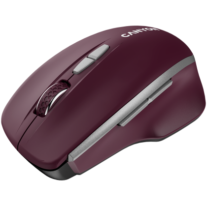 CANYON MW-21, 2.4 GHz Wireless mouse ,with 7 buttons, DPI 800/1200/1600, Battery: AAA*2pcs,Burgundy Red,72*117*41mm, 0.075kg